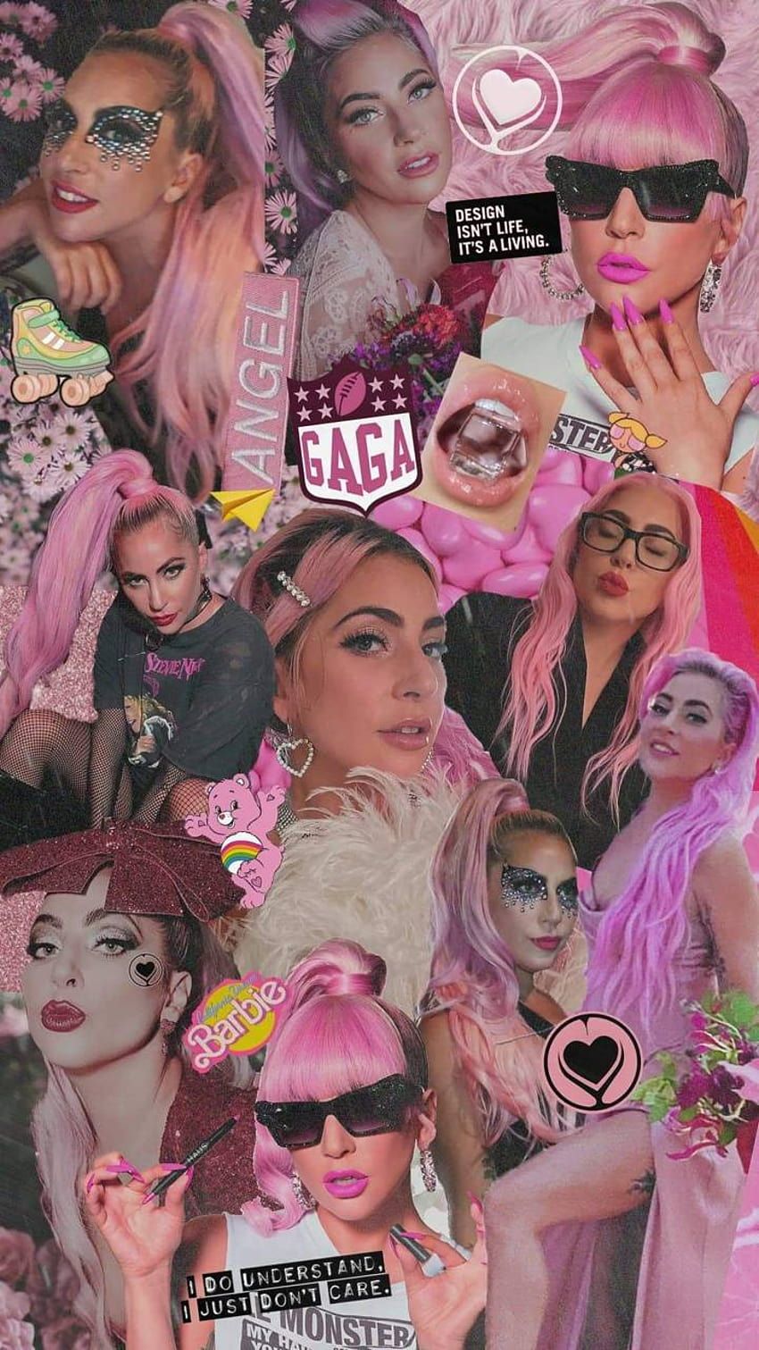 Lady Gaga, Collage, Rosa, Sticker, Pop-Art, HD, Hintergrundbild fürs Handy
