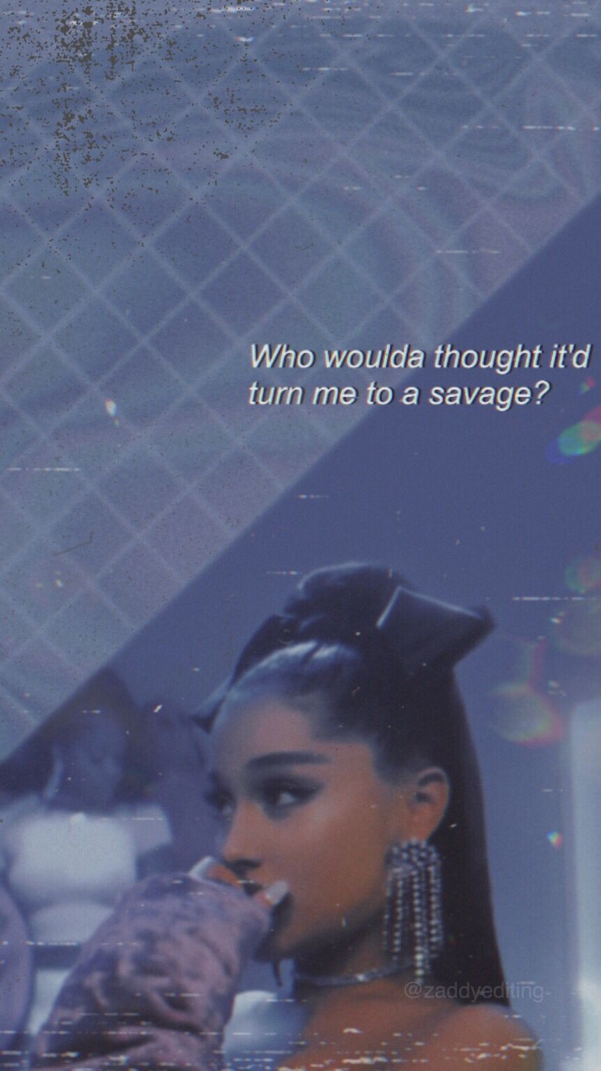 Ariana Grande, Hoher Pferdeschwanz, Zitat, Blau, Porträt, HD, Handy-Hintergrundbild