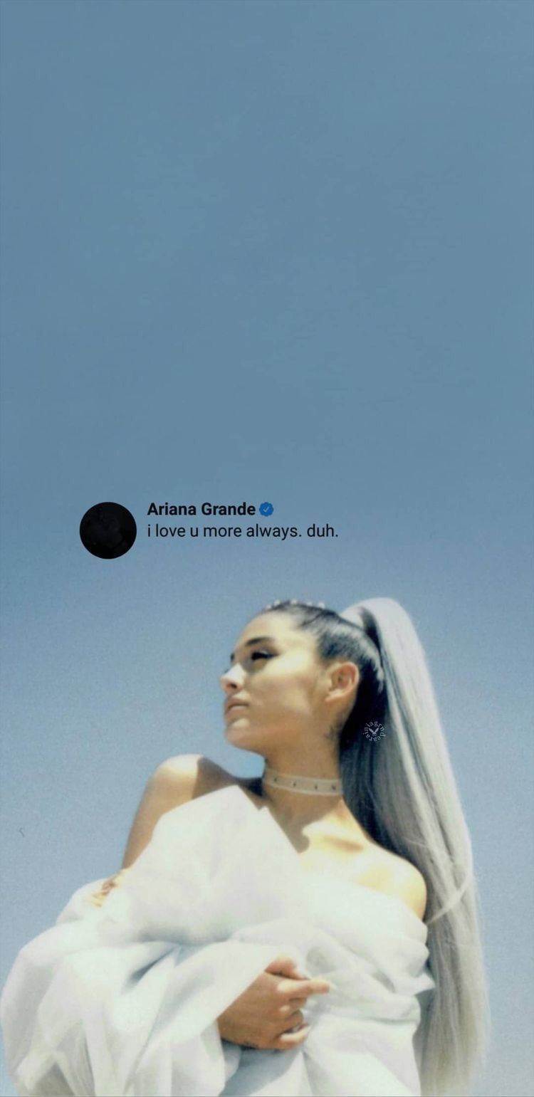 Ariana Grande, Tweet, Hellblau, Weißer Pelz, Minimalistisch, HD, Handy-Hintergrundbild
