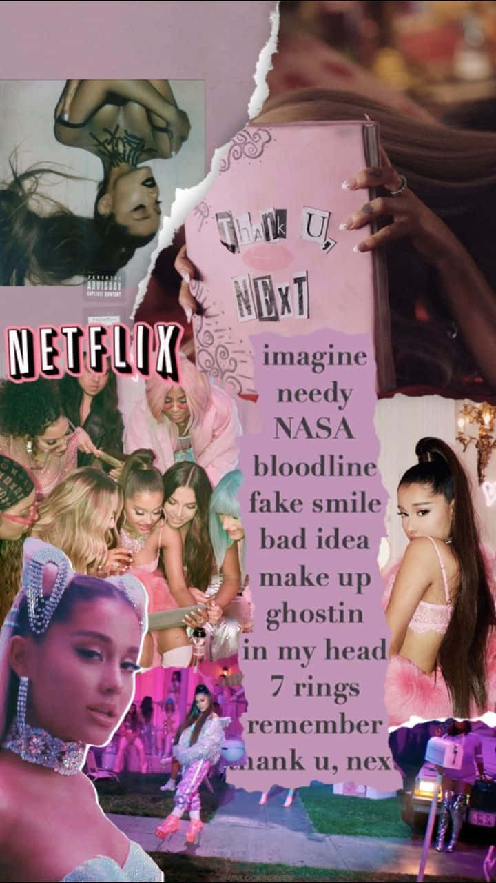 Ariana Grande, Netflix, Songtitel, Collage, Rosa, HD, Sperrbildschirm fürs iPhone