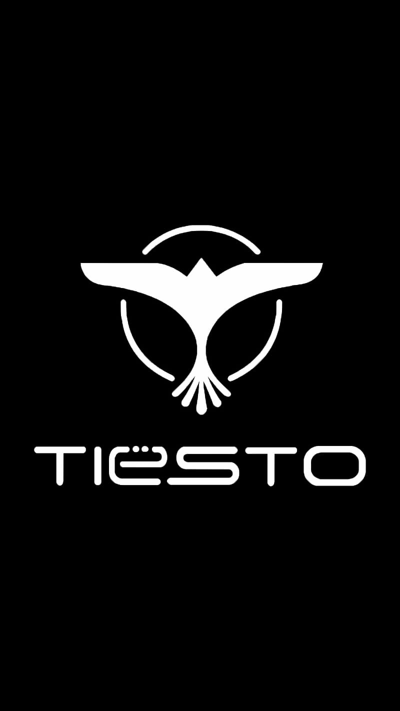 Tiësto-Logo, Tiësto, Schwarzer Hintergrund, Minimalistisch, Weiß, Sperrbildschirm fürs iPhone