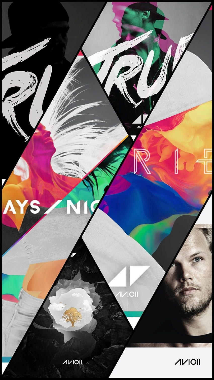 True, Avicii, Albumcover, Geometrisch, Collage, HD, Handy-Hintergrund im Hochformat
