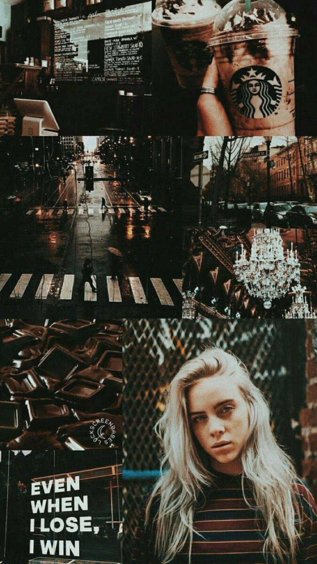 Billie Eilish, Collage, Dunkel, Even When I Lose, I Win, Android-Hintergrundbild