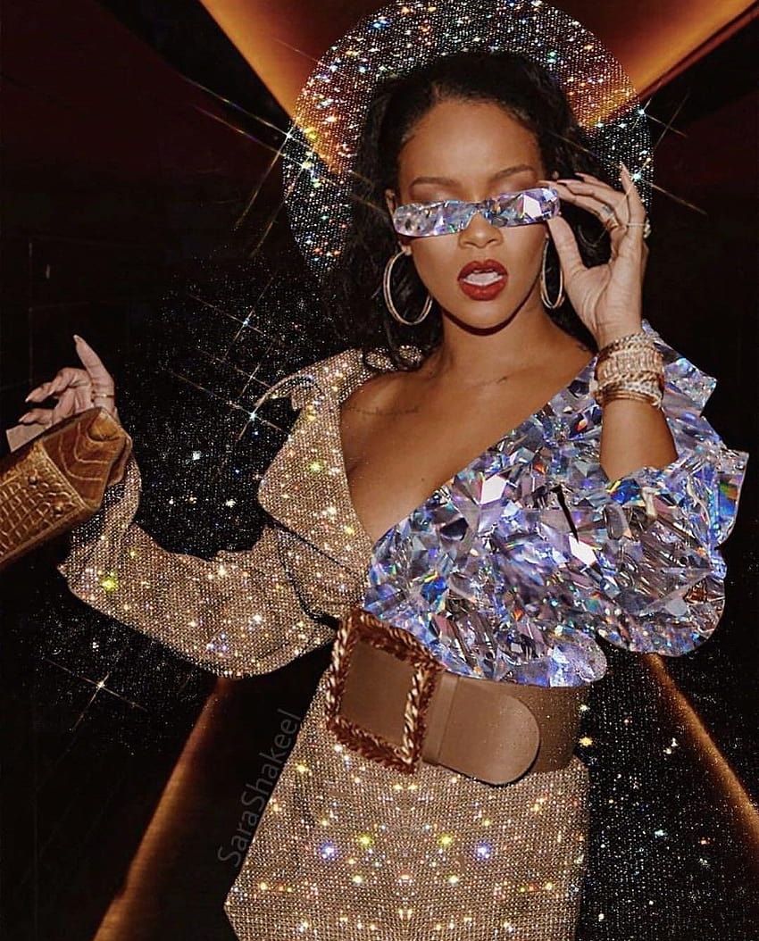 Rihanna, Glitzer-Outfit, Sonnenbrille, Kristalle, Mode, Hintergrundbild für iPad und Tablet