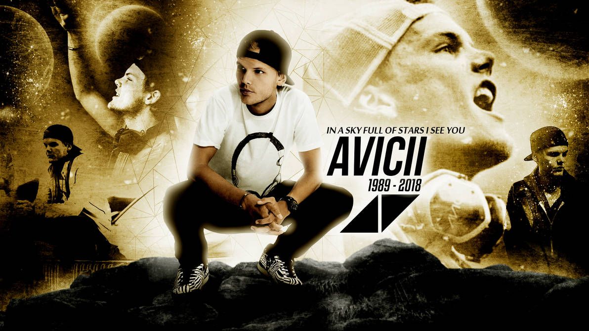 Avicii, Tim Bergling, Gedenken, Collage, Sepia, Hintergrundbild