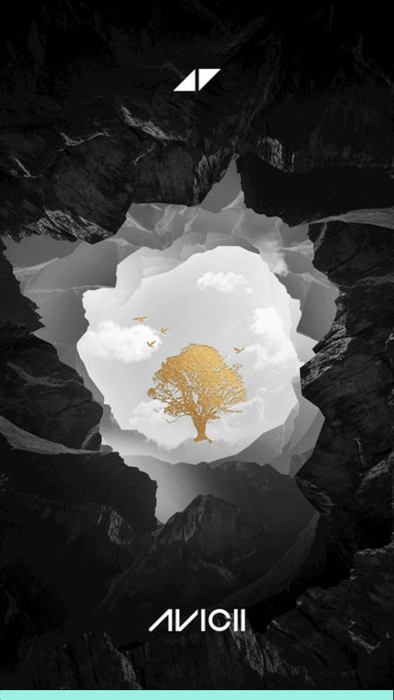 Avicii, Weiße Blume, Logo, Schwarz-Weiß, Dunkel, Hintergrundbild für iPhone und Android
