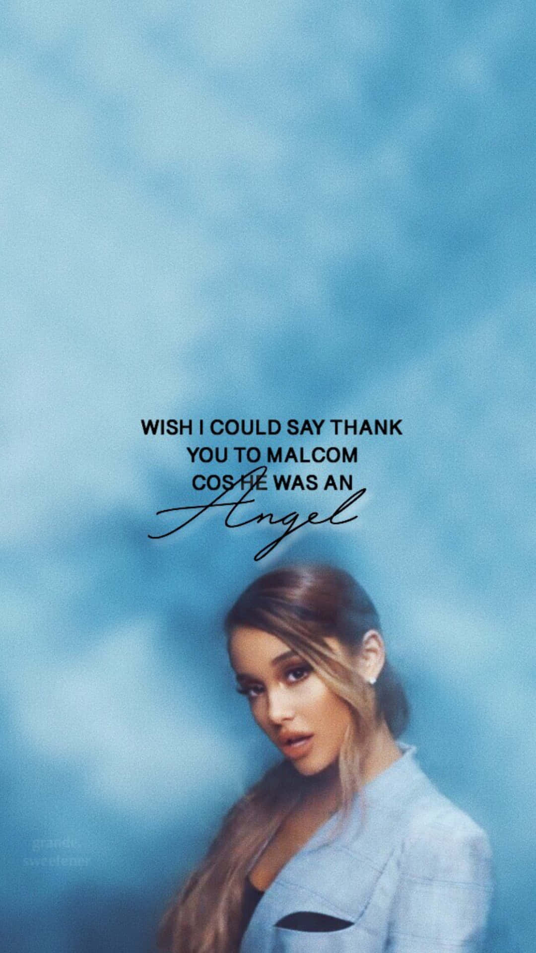 Thank U, Next, Ariana Grande, Hellblau, Zitat, Porträt, Full HD, Handy-Hintergrund im Hochformat
