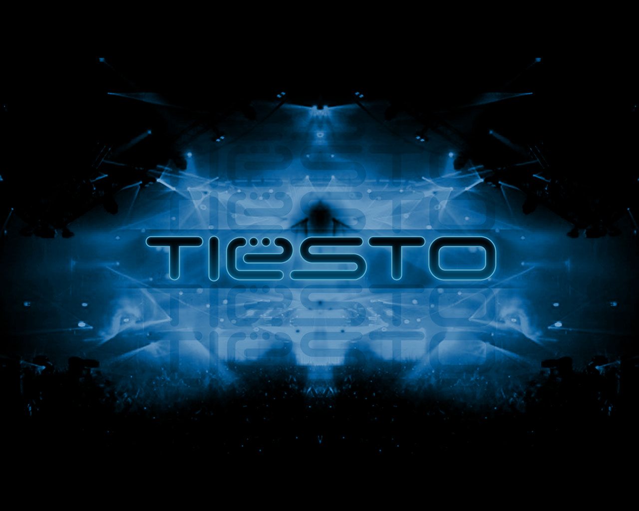 Tiësto, Tiësto-Logo, Bühne, Blaues Licht, Symmetrie, HD, Hintergrundbild für den PC