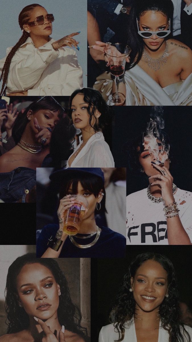 Rihanna, Collage, Ästhetik, Mode, Hintergrundbild für iPhone und Android