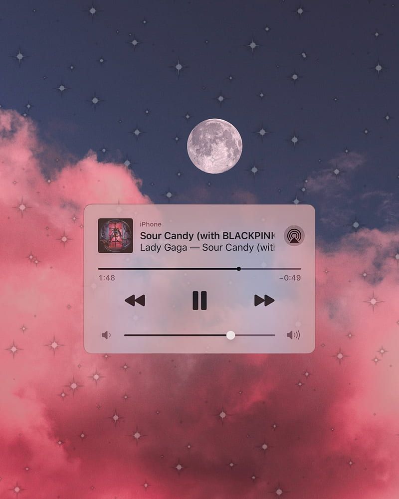 Lady Gaga, Blackpink, Sour Candy, Musikplayer, Rosa Wolken, Mond, Hintergrundbild fürs Tablet