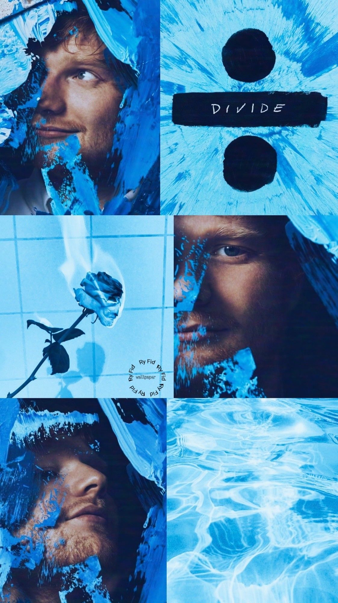 Ed Sheeran, Divide, Collage, Blau, Hochformat, Full HD, Sperrbildschirm fürs iPhone