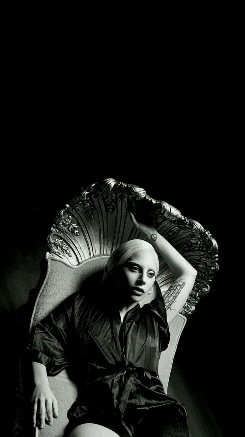 Lady Gaga, Schwarzweiß, Liegend, Dunkel, Fotoshooting, HD, Sperrbildschirm fürs iPhone