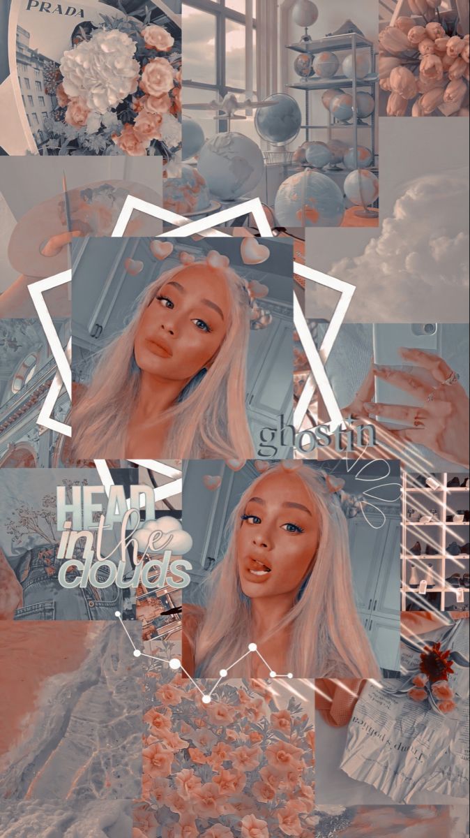 Ariana Grande, Collage, Blond, Pastellfarben, Aesthetic, Android-Hintergrundbild