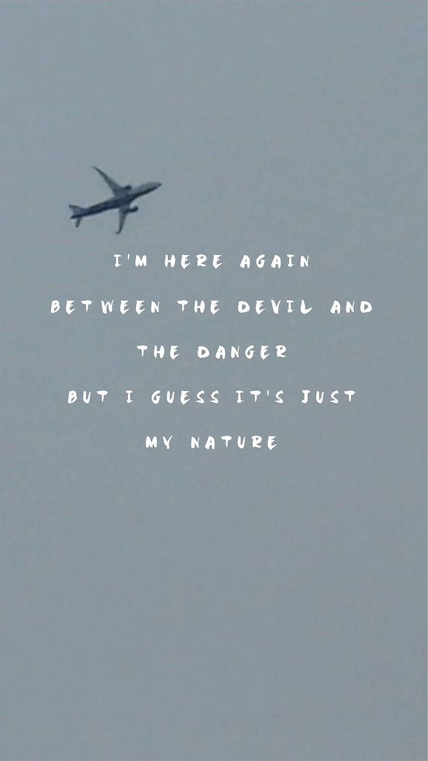 Songtext, Flugzeug, Graublau, Minimalistisch, Typografie, Hintergrundbild fürs Handy
