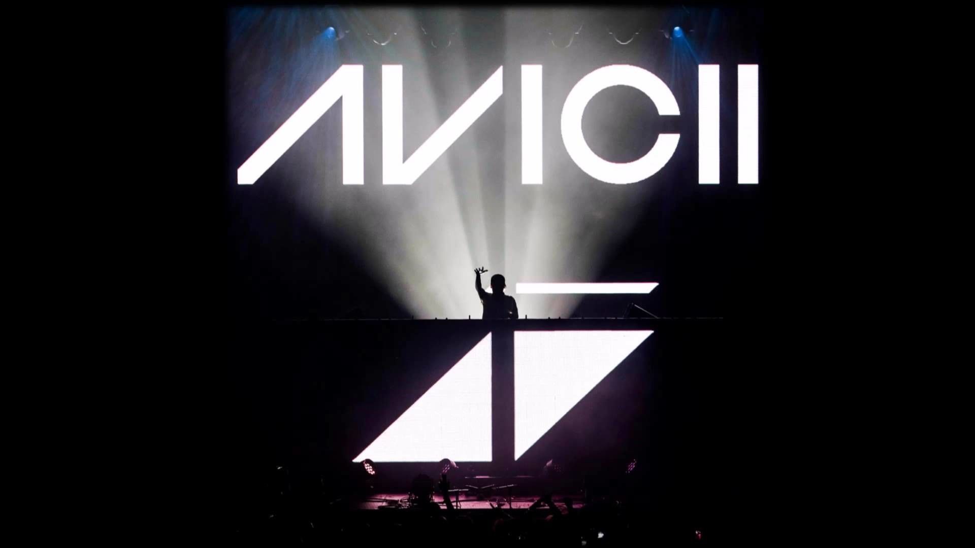 Avicii, Logo, Bühne, Scheinwerfer, Schwarz-Weiß, Full HD 1080p, Desktop-Hintergrundbild