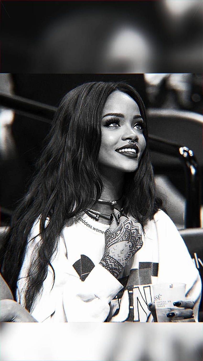 Rihanna, Schwarz-Weiß, Lächeln, Konzert, HD, Sperrbildschirm fürs iPhone