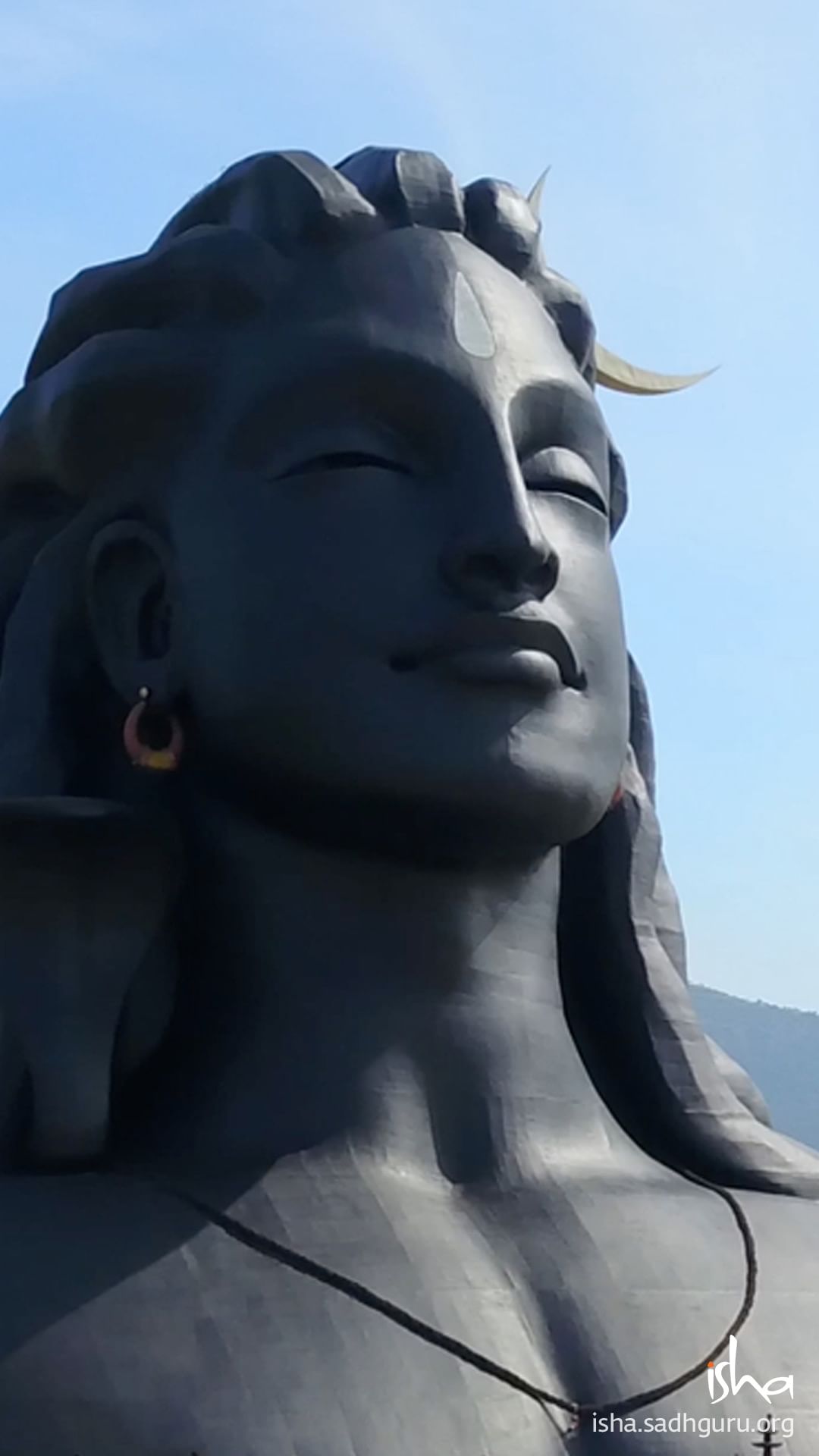 Adiyogi Shiva, Statue, Profil, Blauer Himmel, Indien, Full HD, Handy-Hintergrund im Hochformat