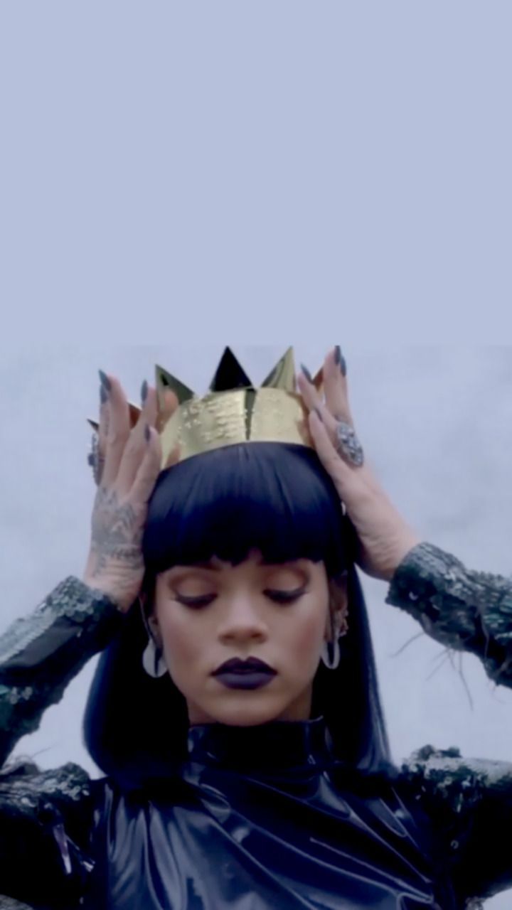 Rihanna, Krone, Lederjacke, Hellblau, Hintergrundbild für iPhone und Android