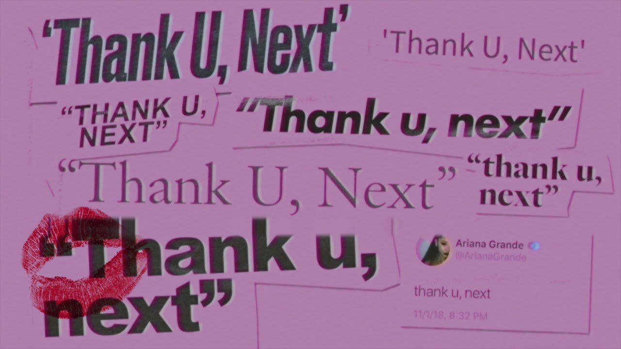 Thank U, Next, Ariana Grande, Typografie, Lippenstift-Kuss, Rosa, HD, Windows-Hintergrundbild