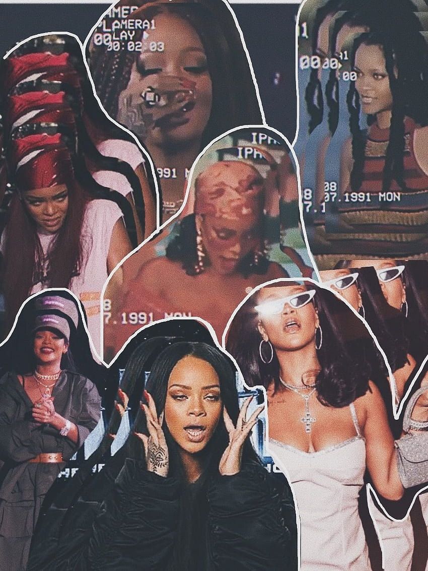 Rihanna, Collage, Ästhetik, Mode, HD, Hintergrundbild fürs Tablet