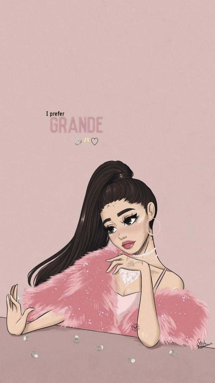 Ariana Grande, Illustration, Hoher Pferdeschwanz, Rosa, Fan-Art, 750x1334, Handy-Hintergrund