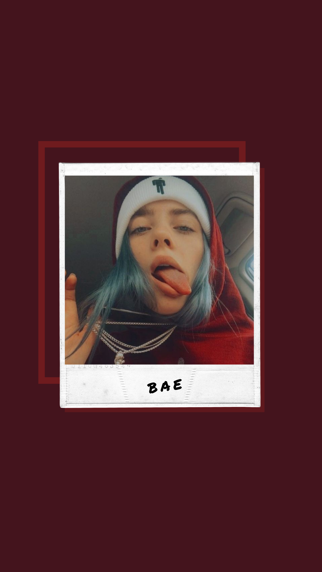 Billie Eilish, Polaroid, Zunge, Dunkelrot, Full HD, Sperrbildschirm fürs iPhone