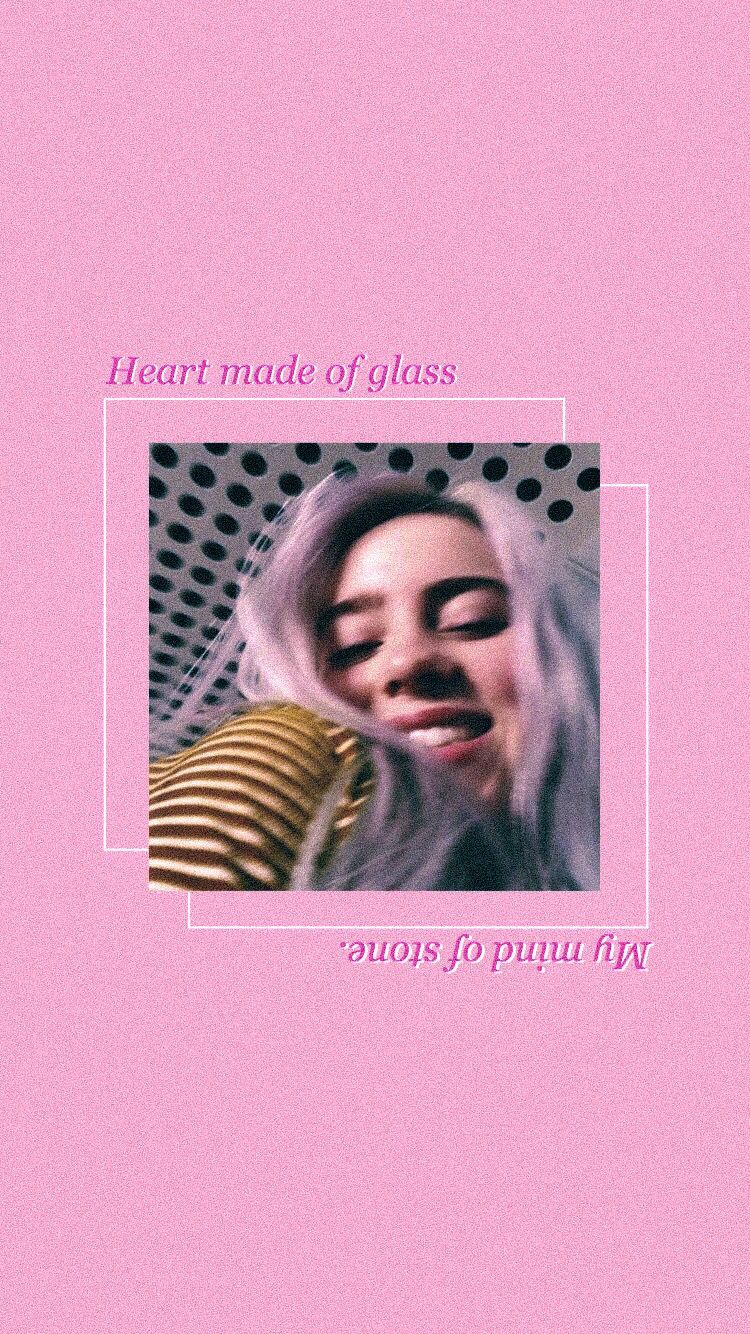 Billie Eilish, Lovely, Rosa Hintergrund, Songtext, HD, Sperrbildschirm fürs iPhone