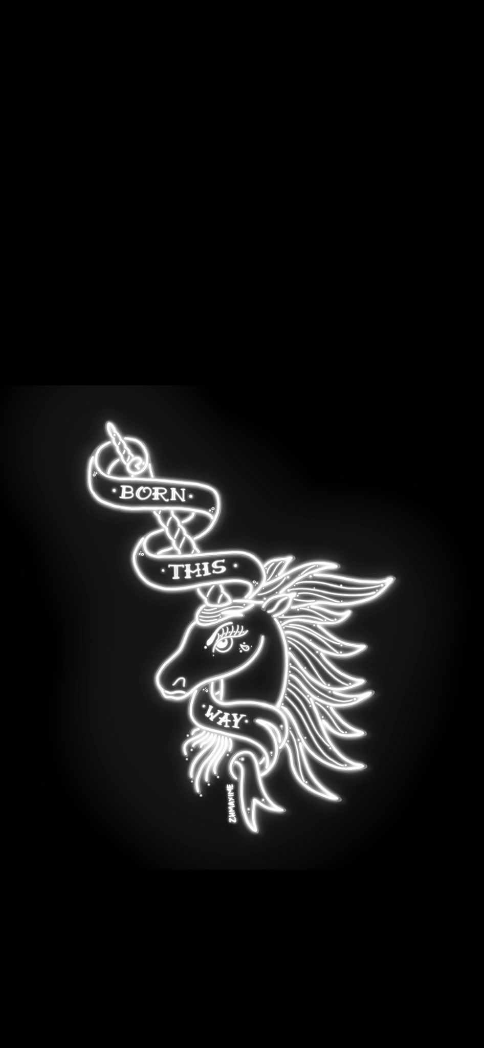 Einhorn, Logo, Schwarzer Hintergrund, Weiße Linien, Minimalismus, Sperrbildschirm fürs iPhone