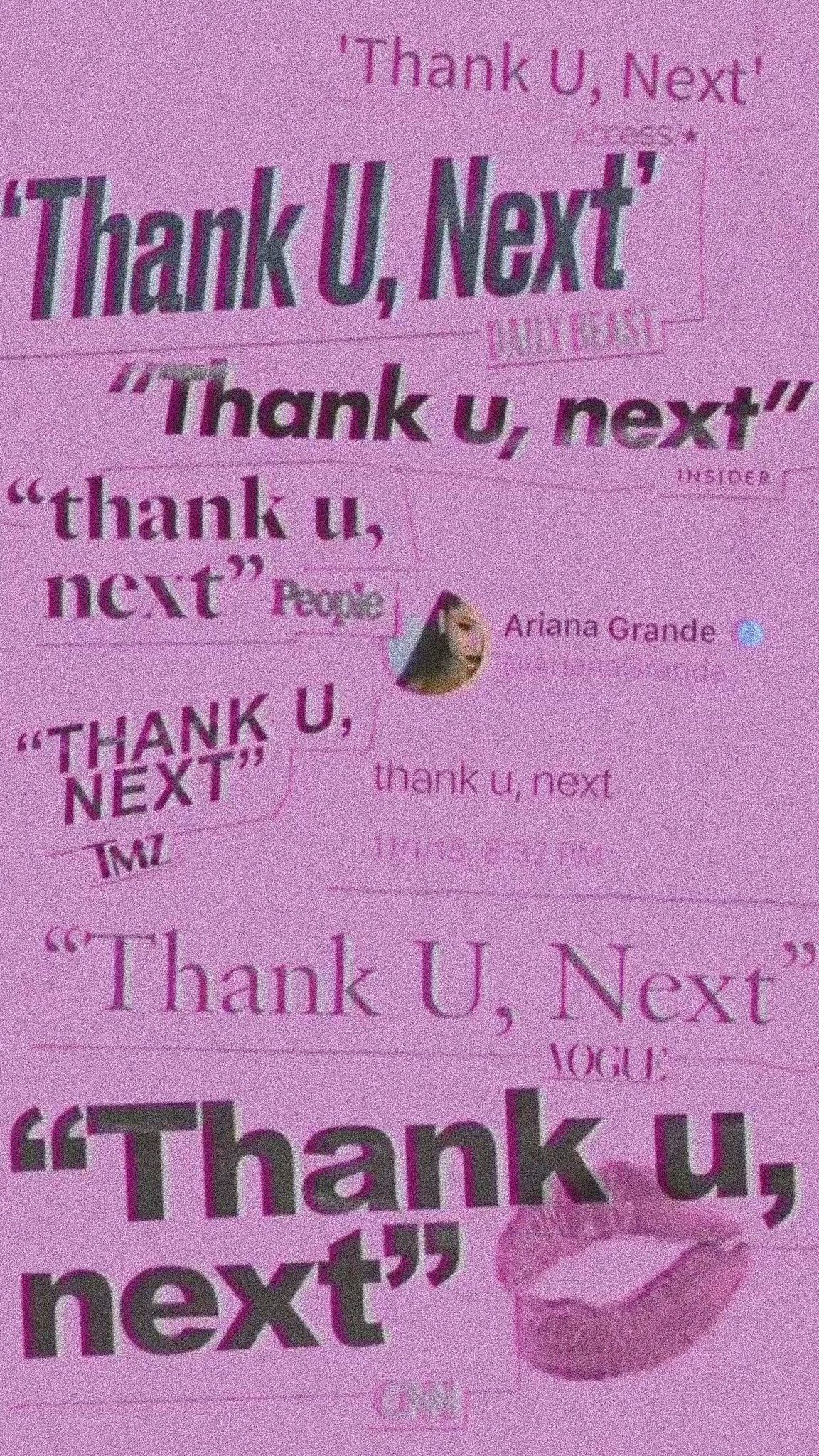 Thank U, Next, Ariana Grande, Typografie, Rosa, Tweet, Full HD, Handy-Hintergrund im Hochformat