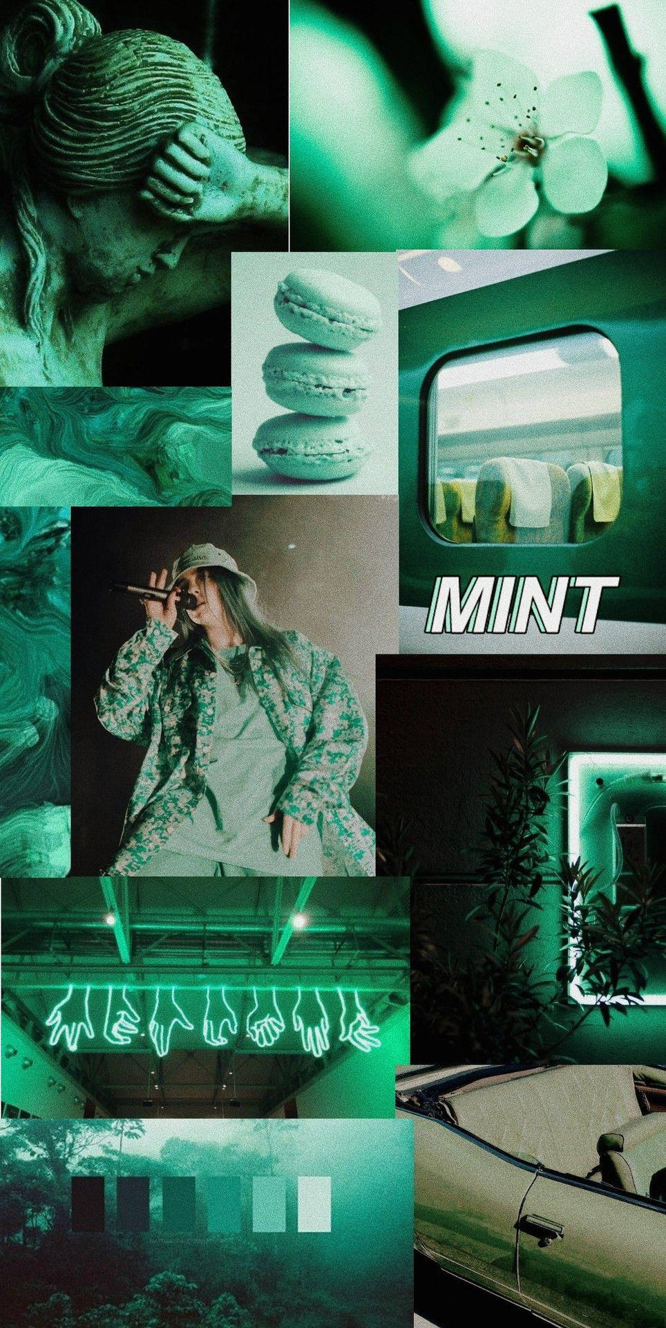 Billie Eilish, Collage, Mint, Grün, HD, Sperrbildschirm fürs iPhone