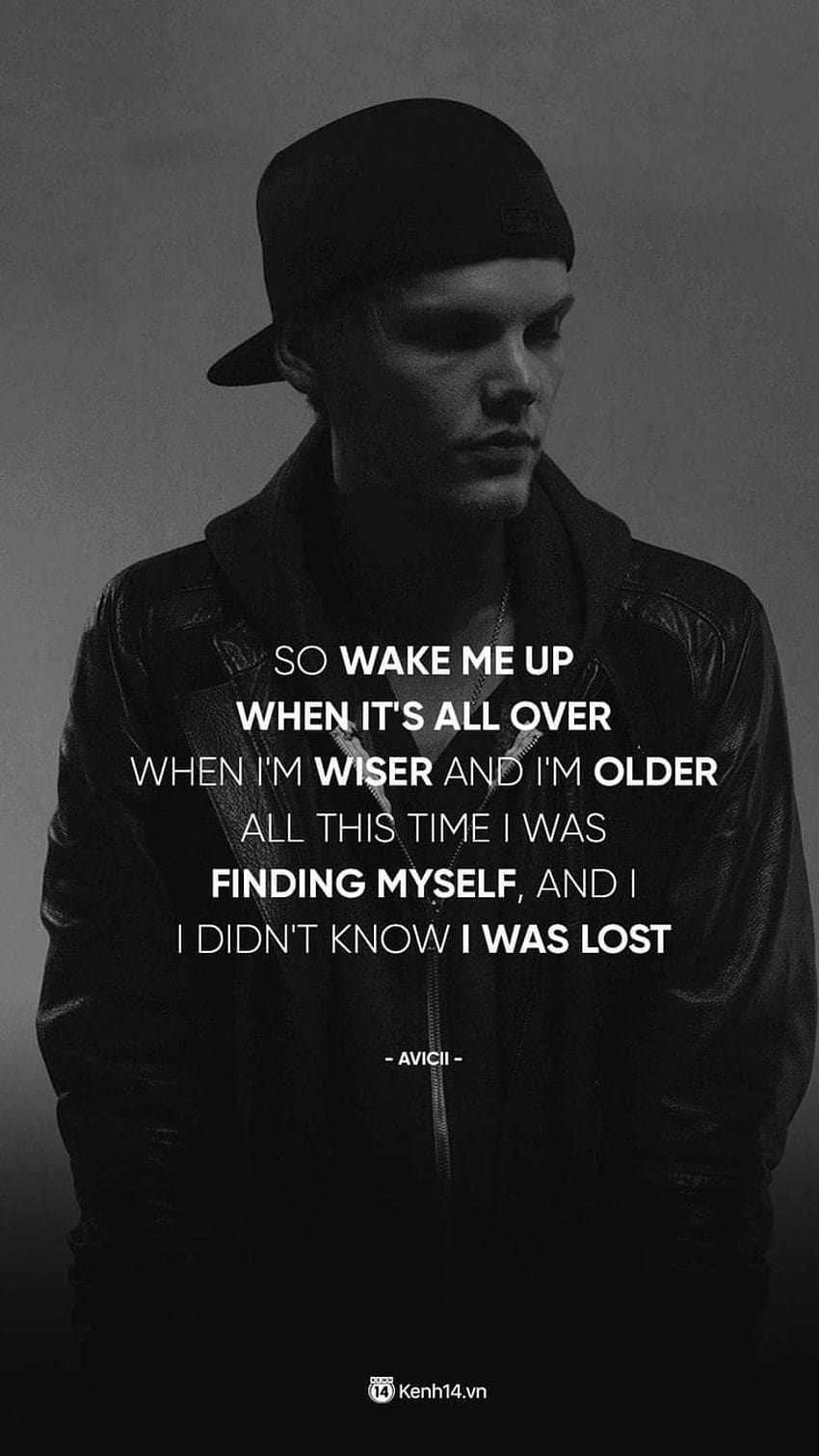 Wake Me Up, Avicii, Liedtext, Schwarz-Weiß, Kappe, HD, Handy-Hintergrund im Hochformat