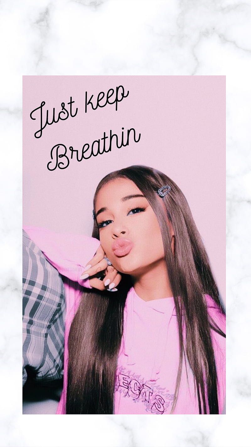 Breathin, Ariana Grande, Rosa, Marmor, Handschrift, HD, Handy-Hintergrund im Hochformat