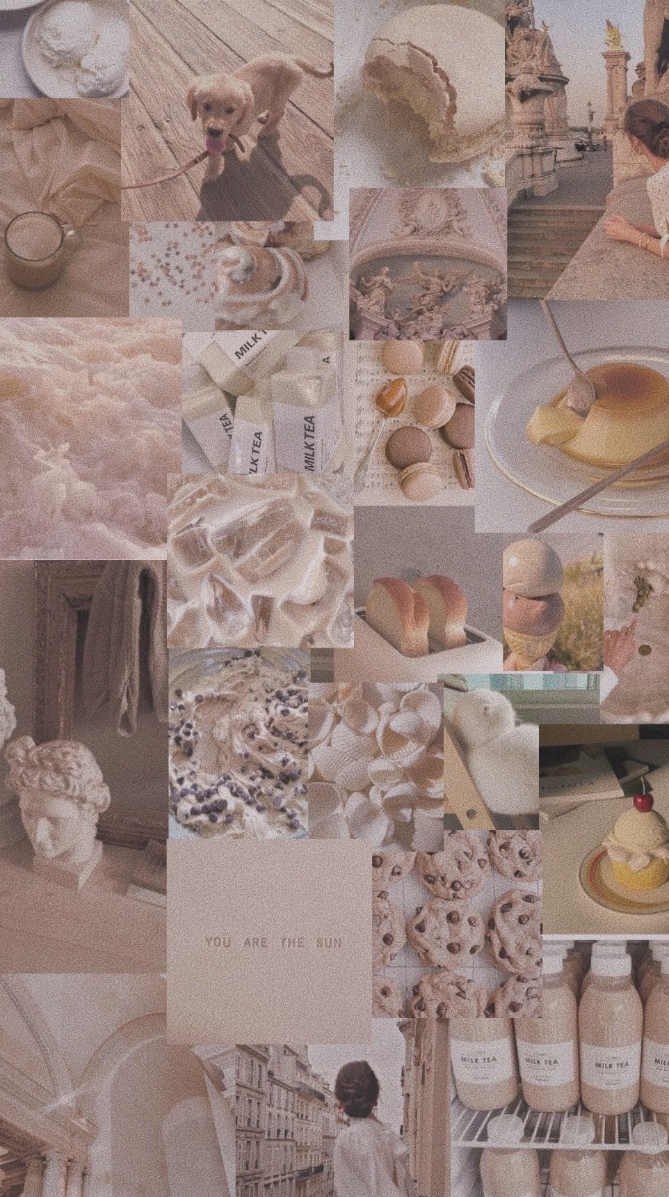 Beige Aesthetic, Collage, Moodboard, Nude-Töne, Hochformat, Hintergrundbild fürs Smartphone