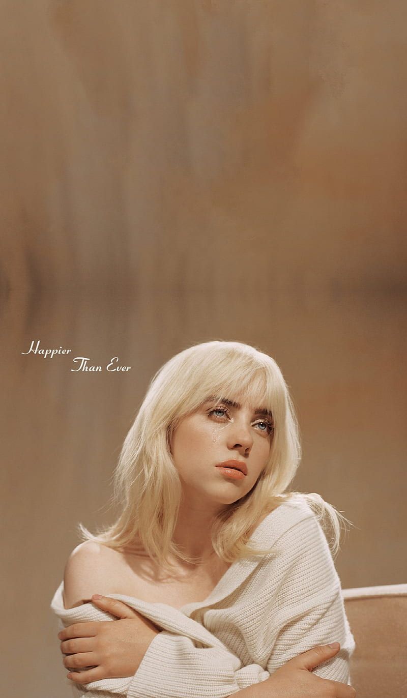 Billie Eilish, Happier Than Ever, Blonde Haare, Beige, Hochformat, Hintergrundbild fürs Smartphone
