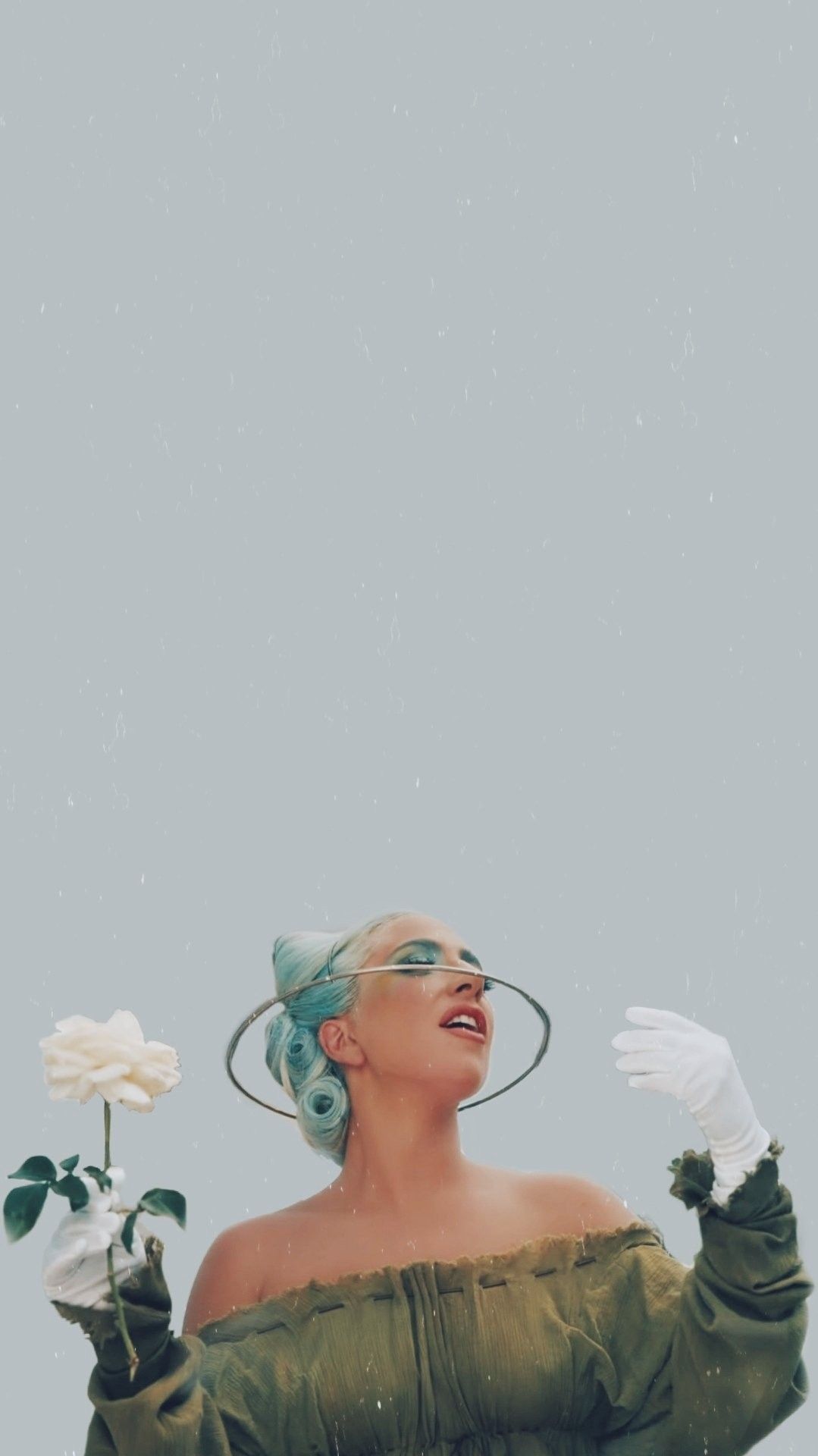 Lady Gaga, Rose, Grauer Hintergrund, Minimalismus, Hut, HD, Sperrbildschirm fürs iPhone