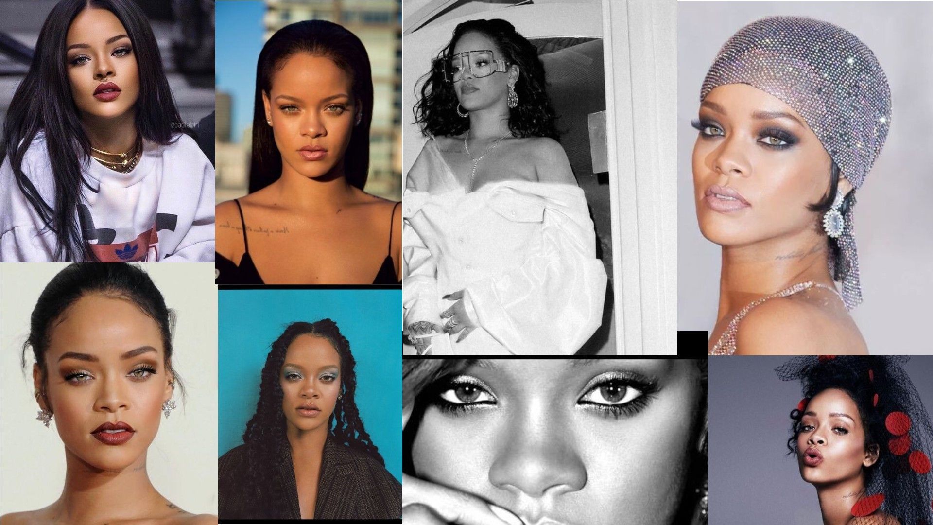 Rihanna, Collage, Porträts, Mode, Full HD 1080p, Desktop-Hintergrundbild