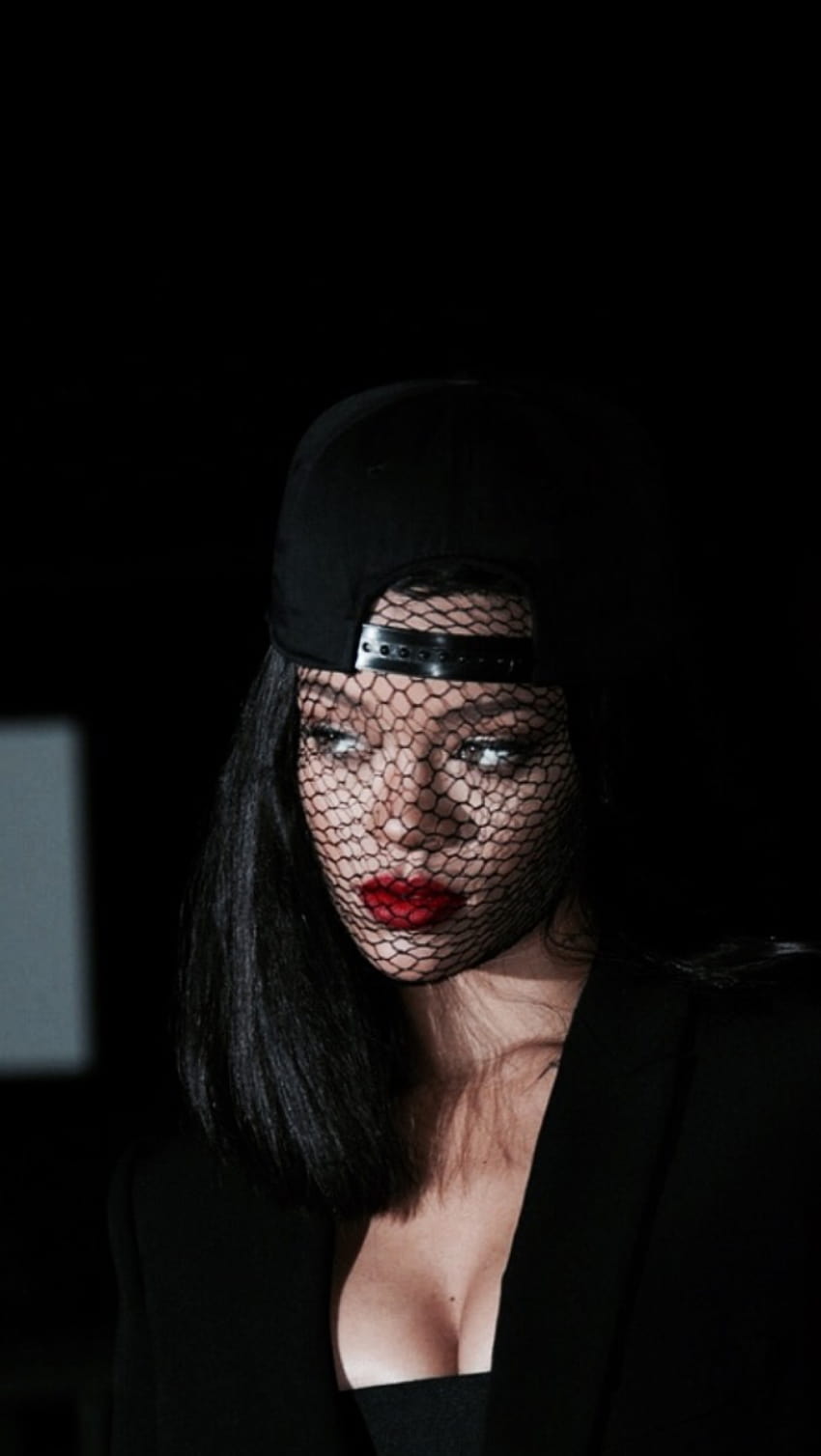 Rihanna, Netzschleier, Schwarzer Hintergrund, Kappe, HD, Sperrbildschirm fürs iPhone