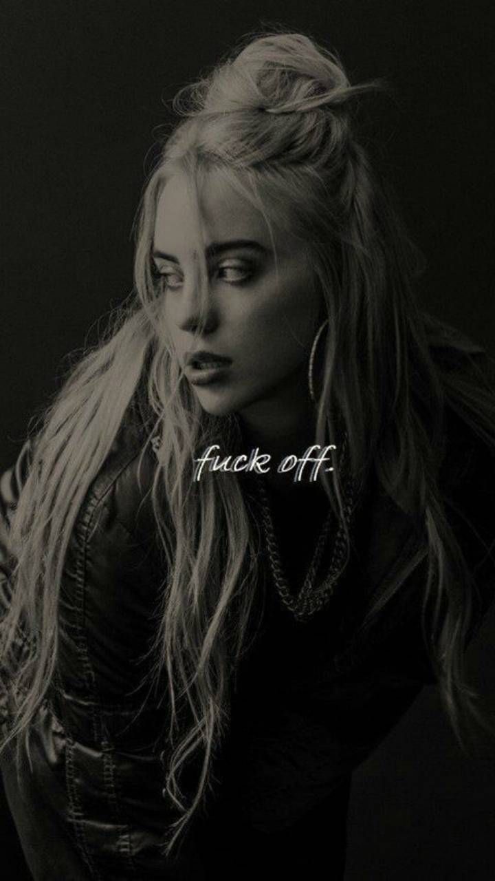 Billie Eilish, Schwarz-Weiß, Profil, Schriftzug, HD, Handy-Hintergrund im Hochformat