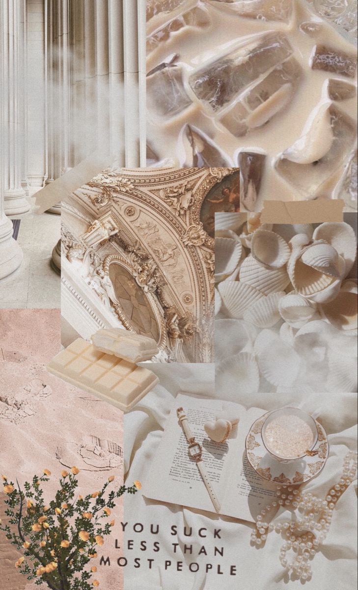 Beige Aesthetic, Collage, Moodboard, Eiffelturm, Paris, HD, Hintergrundbild fürs Handy