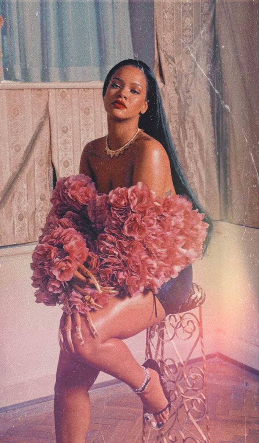 Rihanna, Rosen, Fotoshooting, Stuhl, Rosa, Hochformat, Hintergrundbild fürs Smartphone