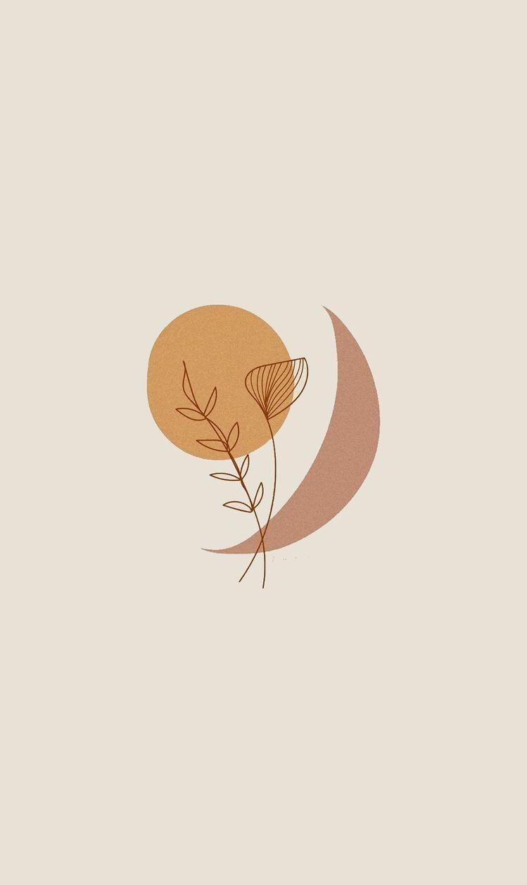 Boho, Mond, Sonne, Zweig, Beige Hintergrund, Minimalismus, Sperrbildschirm fürs iPhone