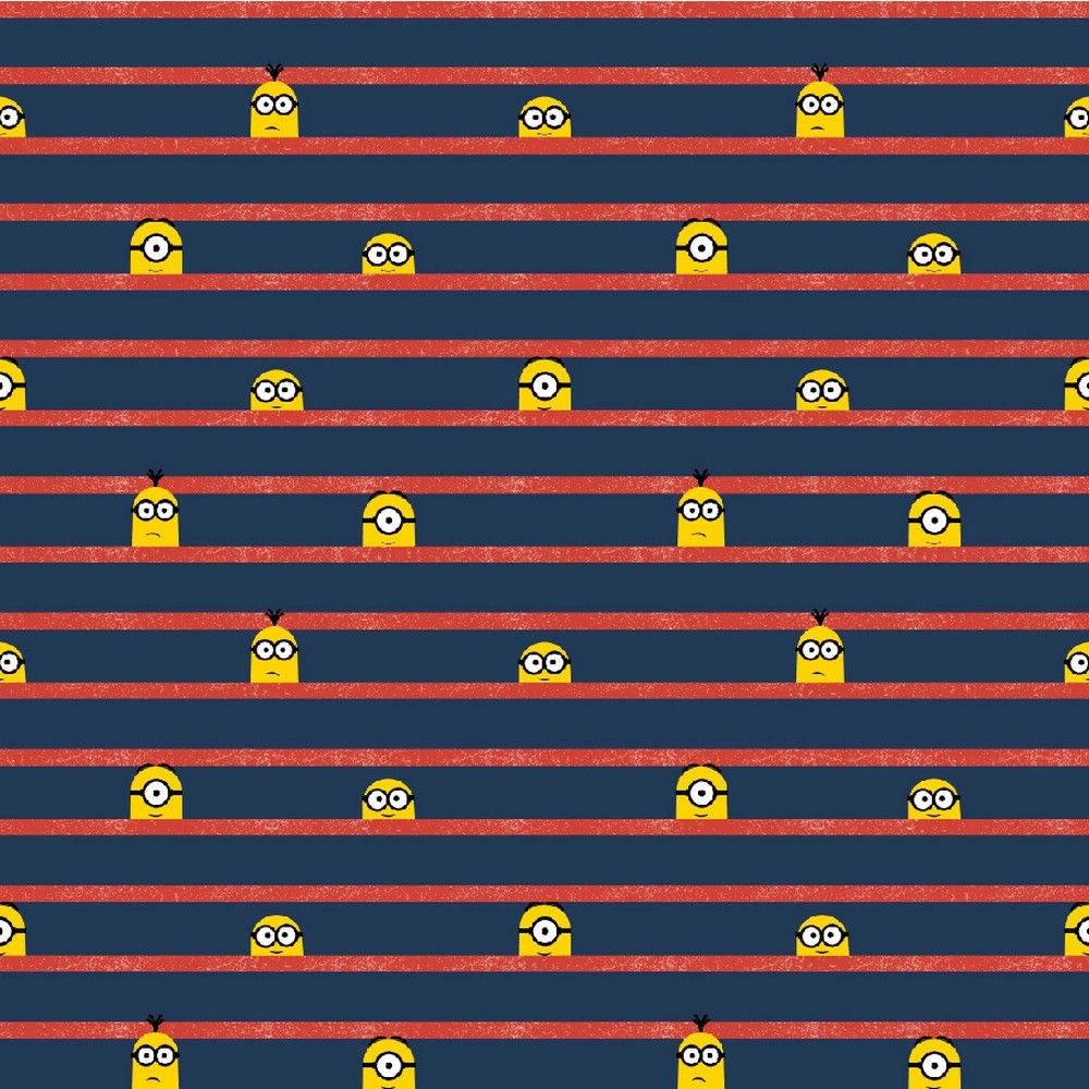 Minions, Querstreifen, Dunkelblau, Muster, Niedlich, Hintergrundbild für iPad und Tablet