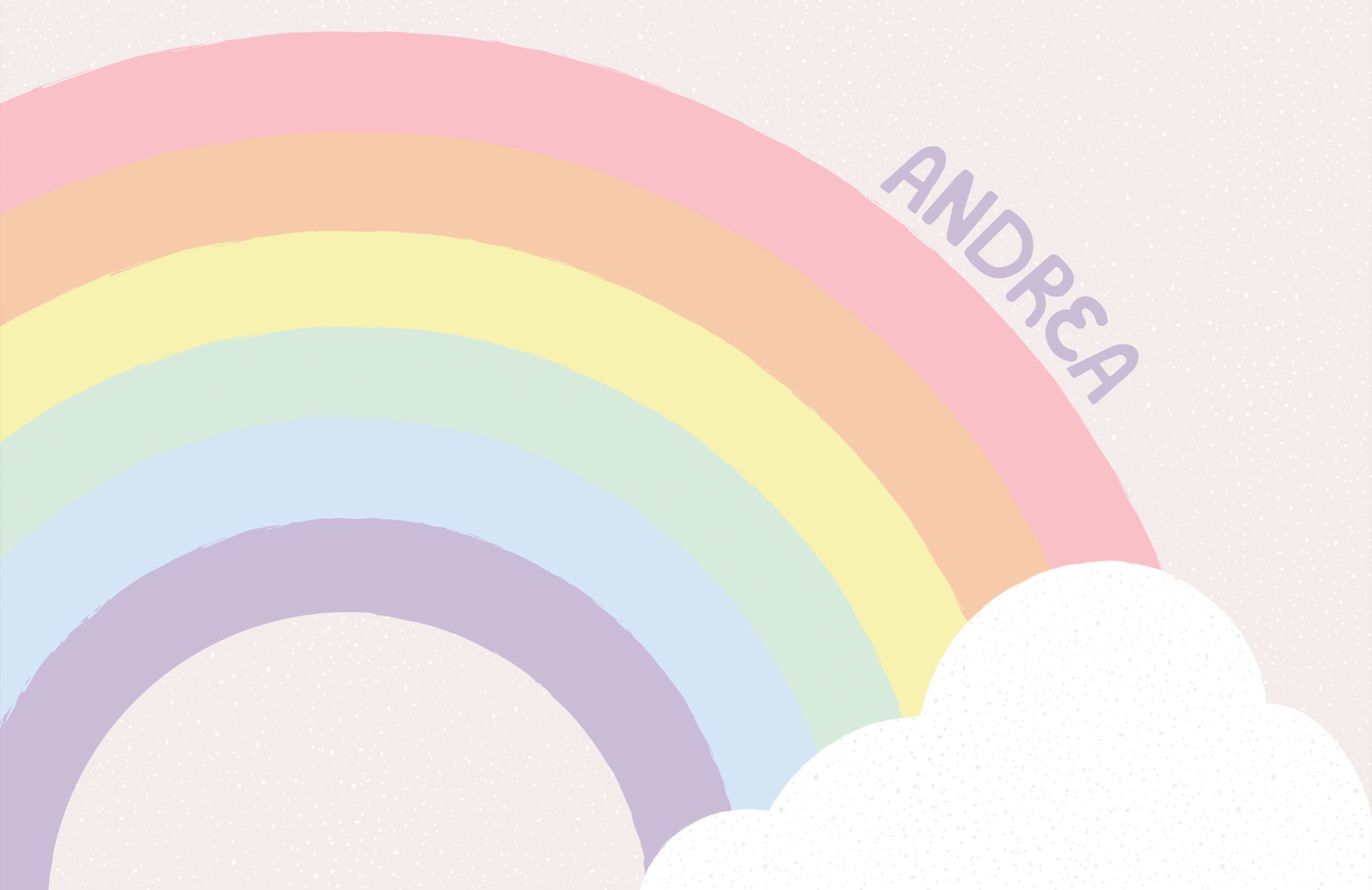 Pastell-Regenbogen, Wolke, Name, Illustration, Kinderzimmer, 2K, Windows-Hintergrundbild