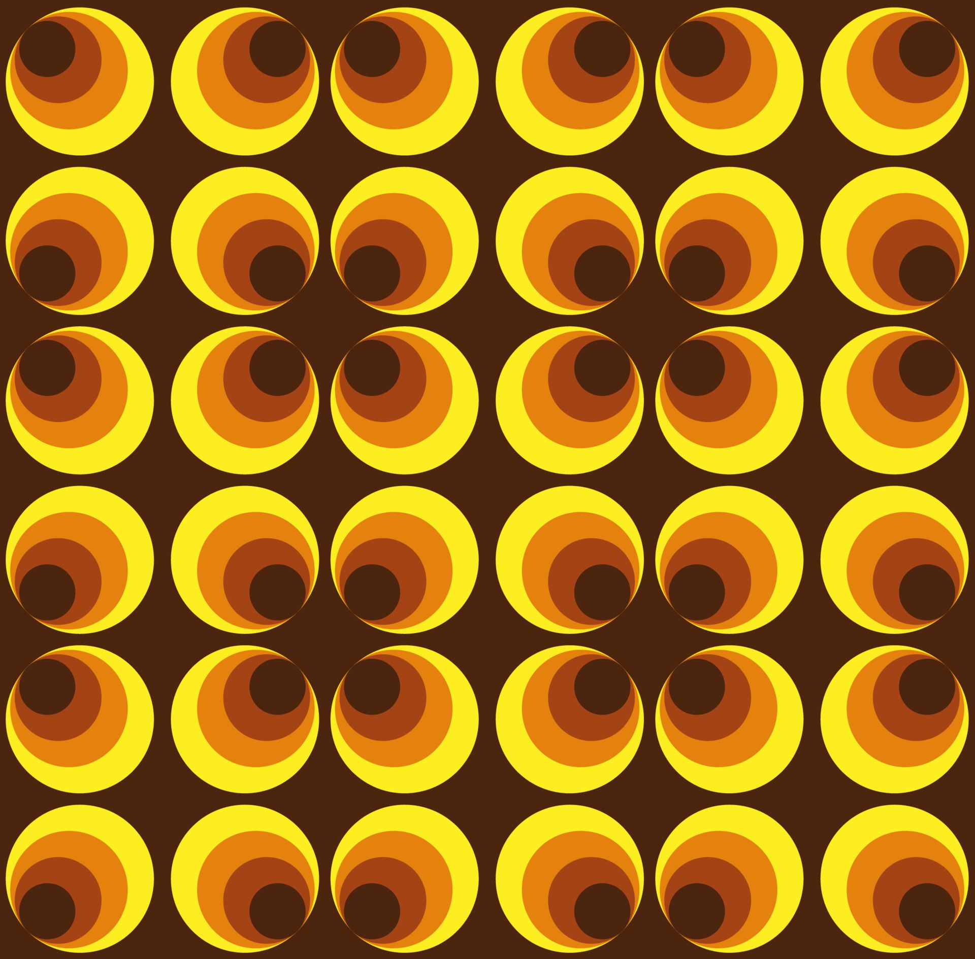 Retro-Muster, 70er, Kreise, Gelb, Braun, Orange, Full HD, Hintergrundbild fürs Tablet