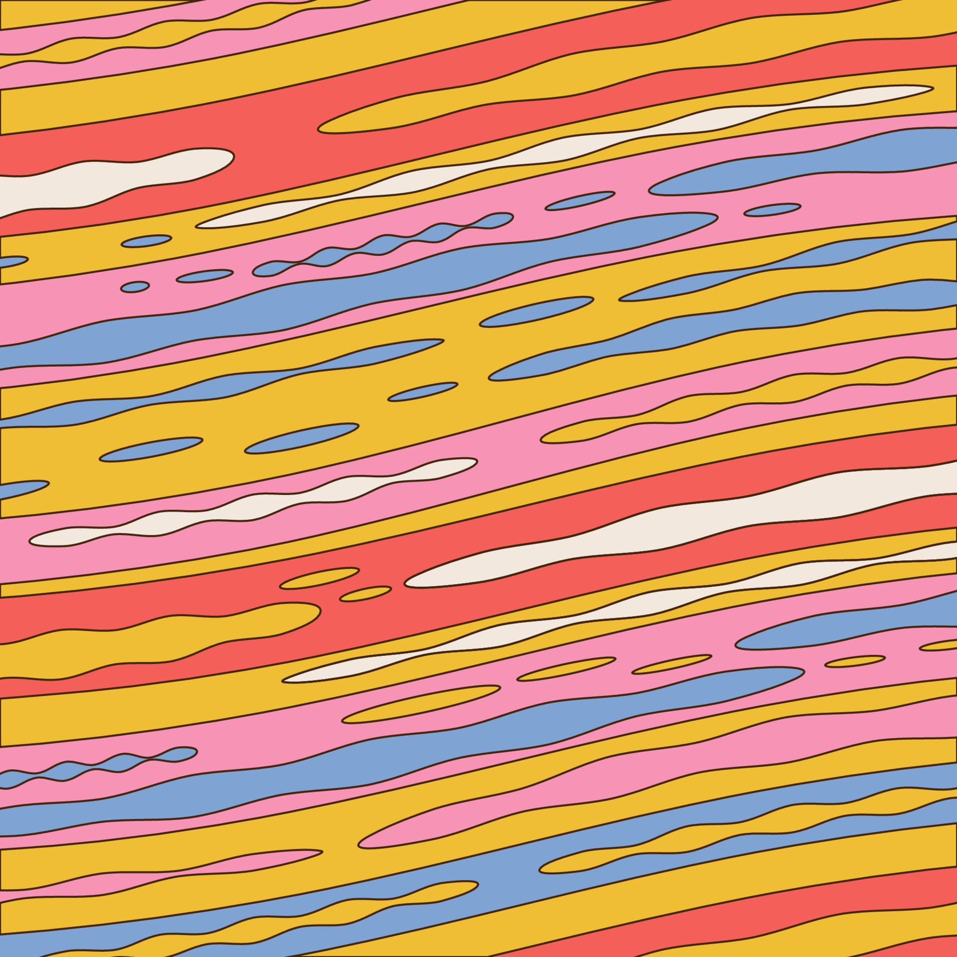 Psychedelisch, Wellenmuster, Retro, Orange, Rosa, Full HD, Hintergrundbild fürs Tablet