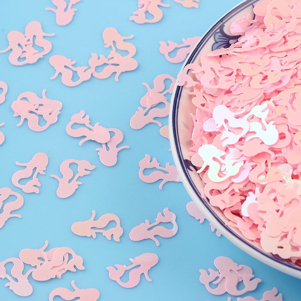 Meerjungfrauen-Konfetti, Schale, Blauer Hintergrund, Rosa, Flatlay, Wallpaper