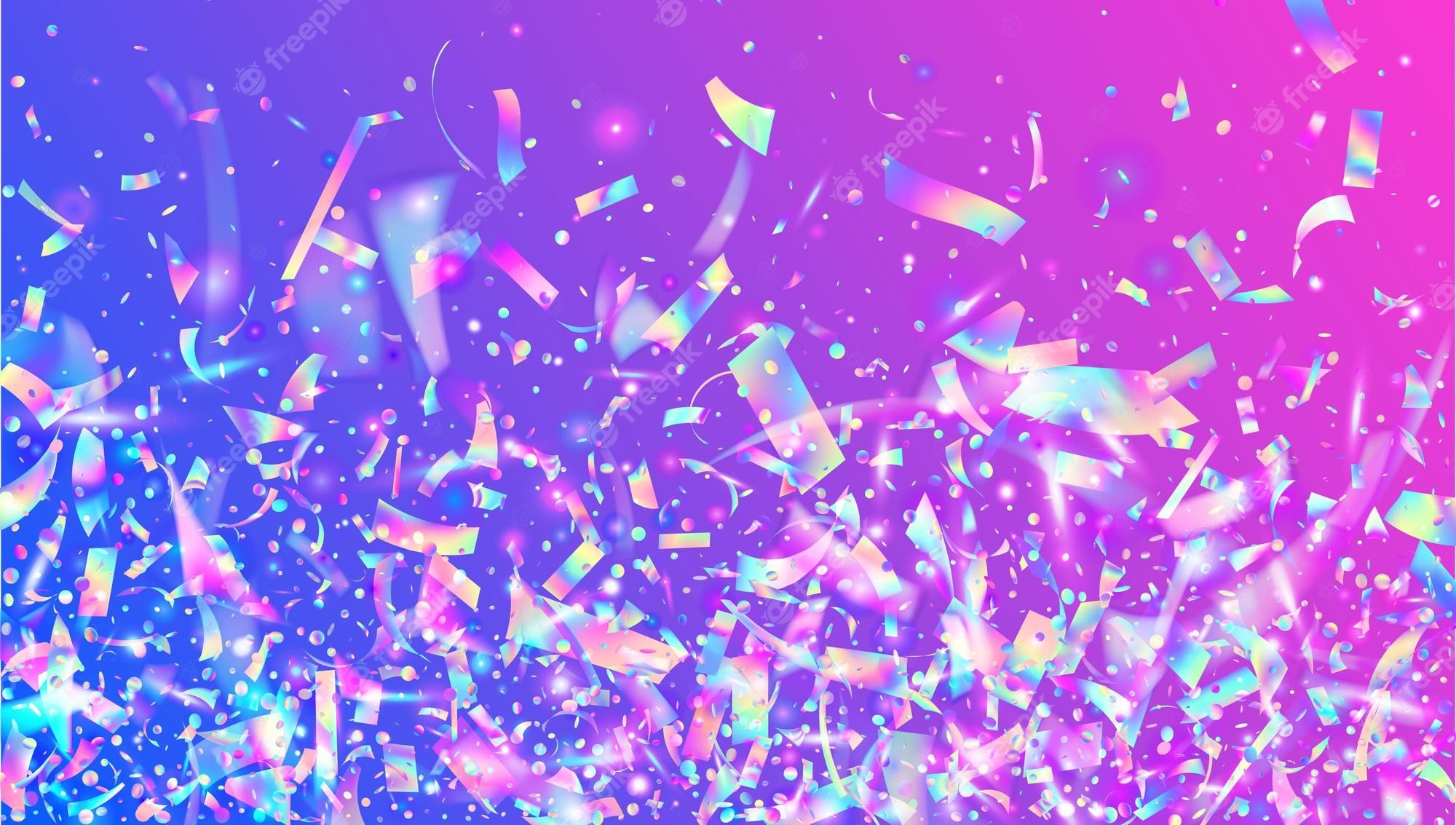 Holografisches Konfetti, Lila und Pink, Glitzer, Bokeh, Party, Full HD, Desktop-Hintergrund