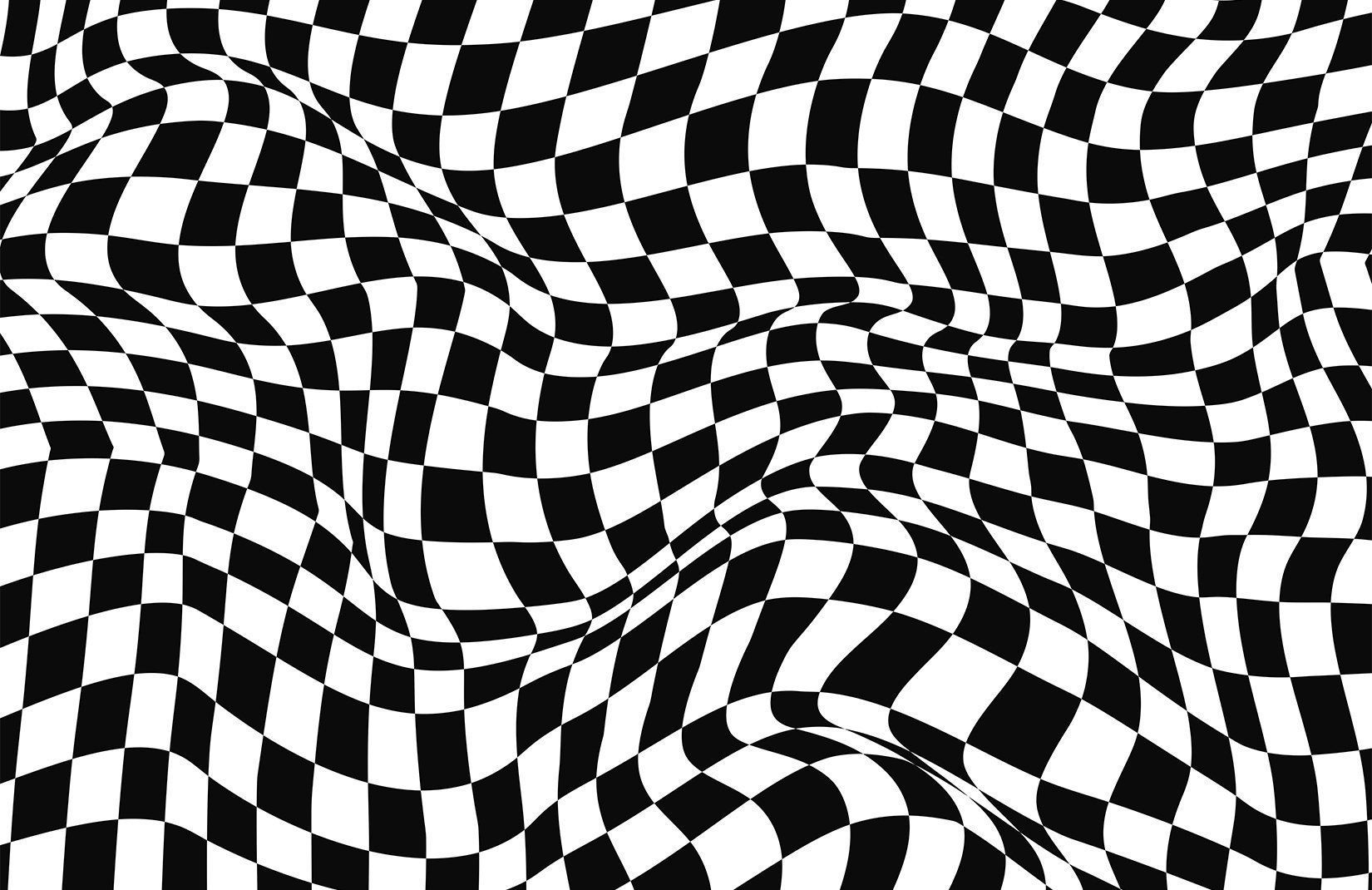 Schachbrett, Psychedelisch, Schwarz-Weiß, Verzerrt, Optische Täuschung, HD-Hintergrundbild für PC