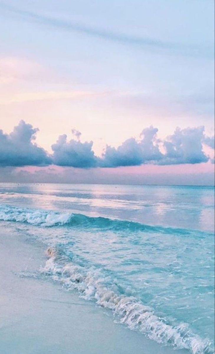 Strand, Wellen, Pastellhimmel, Wolken, Rosa, HD, Handy-Hintergrund im Hochformat