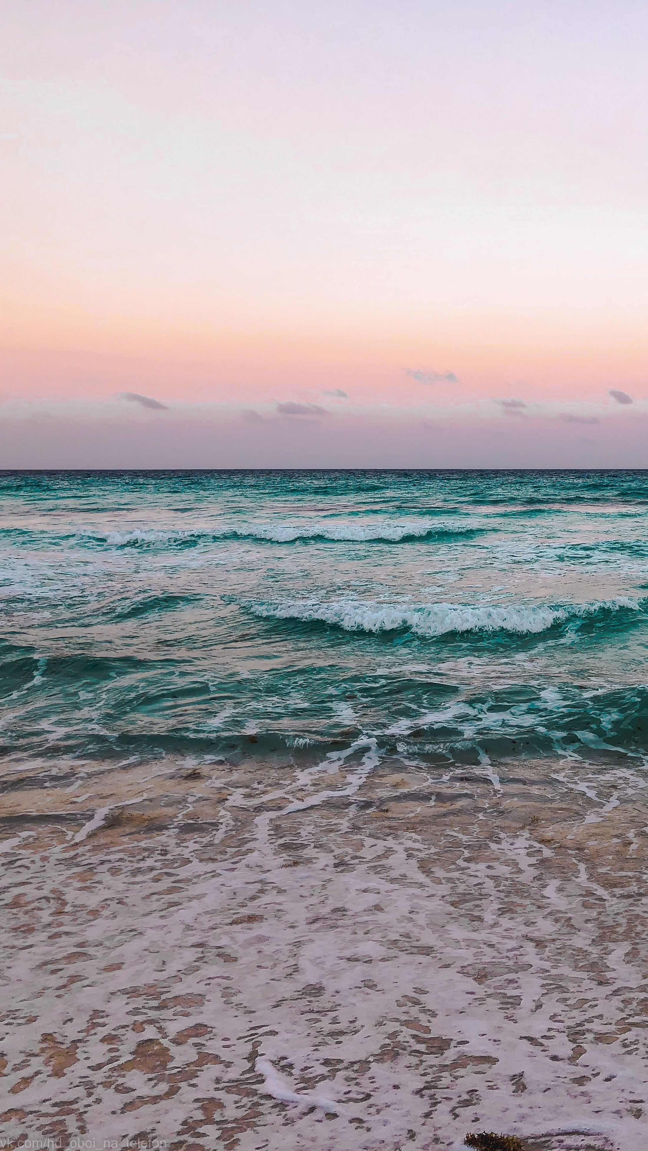 Meer, Wellen, Pastellhimmel, Abenddämmerung, Brandung, QHD+, Hintergrundbild fürs Handy